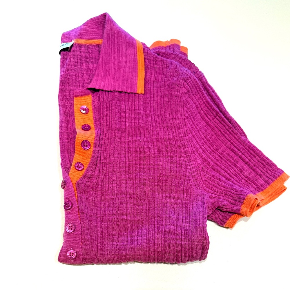 Trina Turk Magenta Polo with Orange Trim - Picture 4 of 6